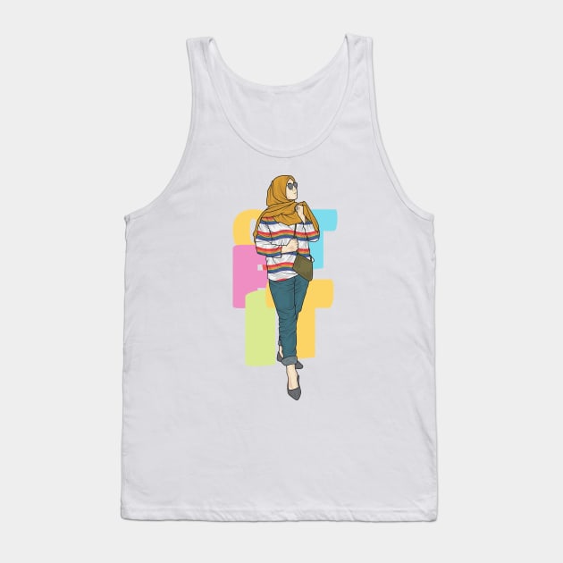 Girl In Colorfull Outfit Tank Top by crissbahari